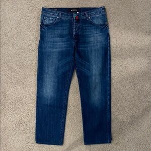 Men’s Kiton Italian Dark Blue Straight Jeans Size 36